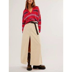 FREE PEOPLE Come As You Are Cord Maxi Skirt / Beechwood